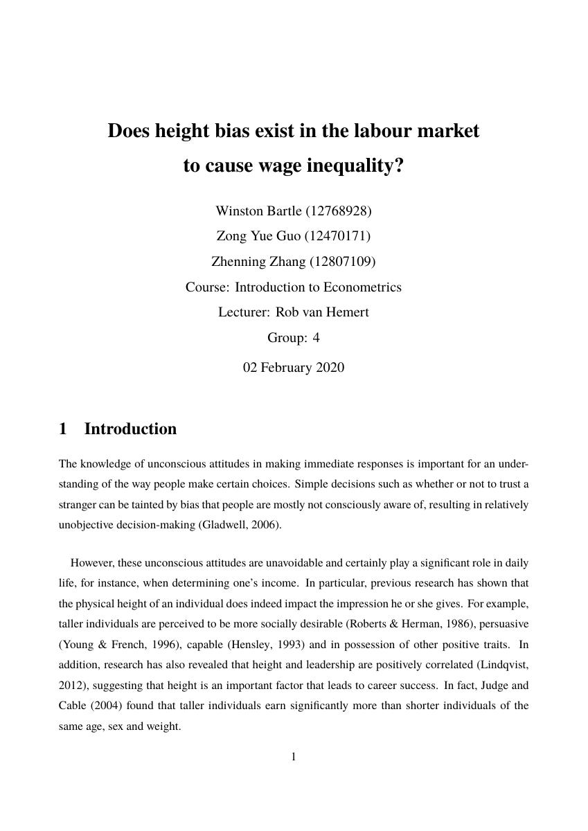 Assignment: High Bias in Labour Market first-page preview